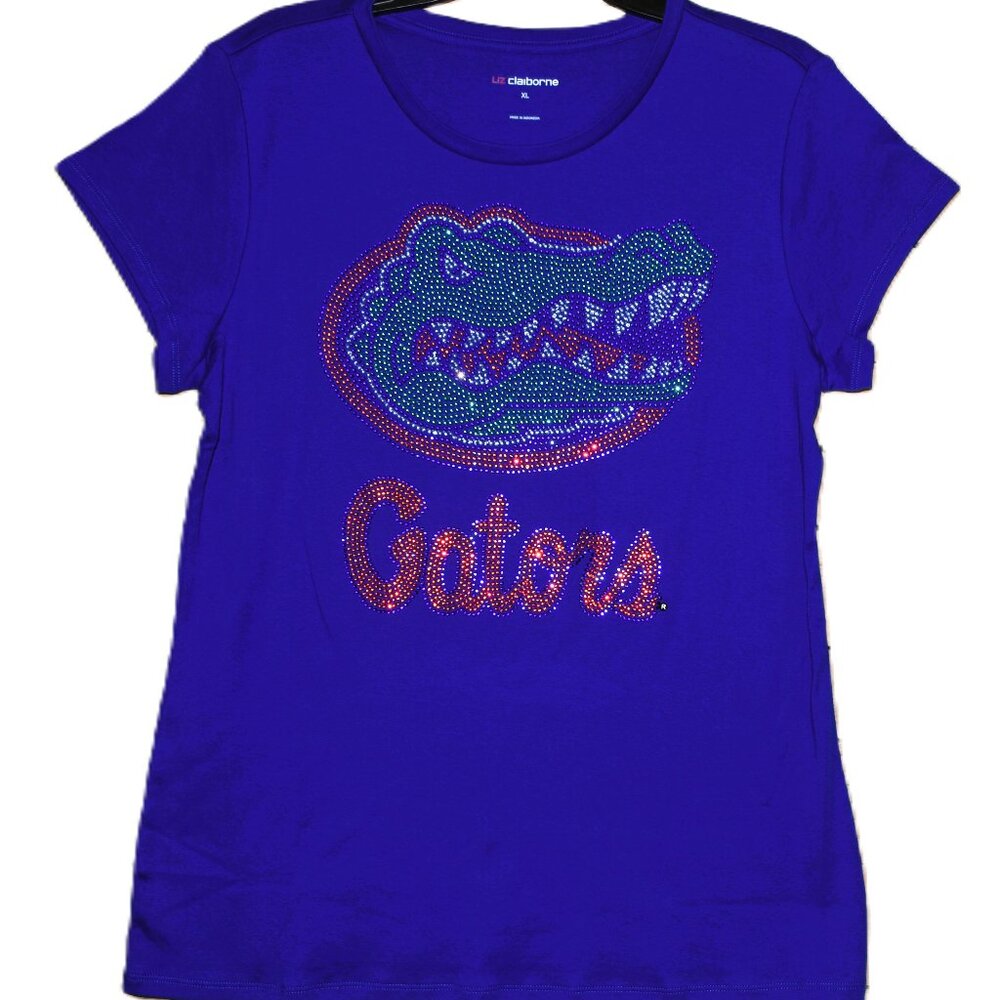 Florida Gators royal  rhinestone short sleeve round neck Shirt XS S M L …